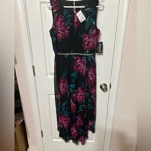 Alexia Admor Black Midi Dress with Purple Floral